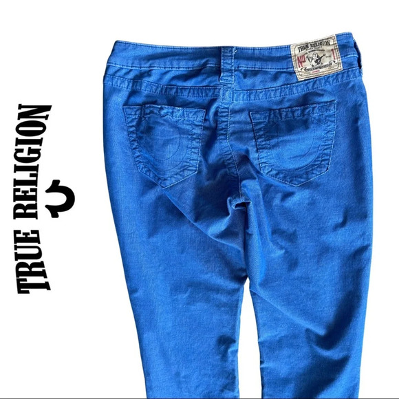 True Religion Shannon Corduroy Skinny Pants Periwinkle Blue Size 27 - Picture 5 of 9